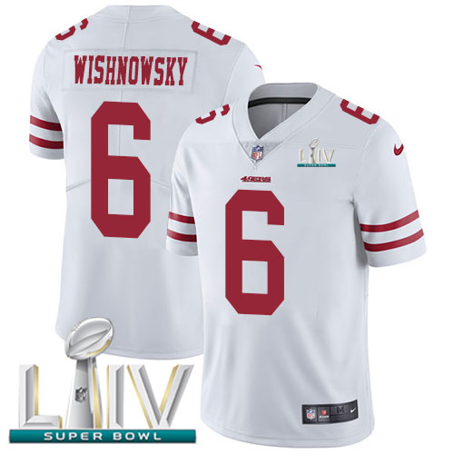 San Francisco 49ers Nike #6 Mitch Wishnowsky White Super Bowl LIV 2020 Men Stitched NFL Vapor Untouchable Limited Jersey->san francisco 49ers->NFL Jersey